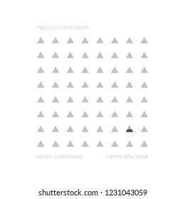 Christmas Card depicting LGBTQ community. Minimal Aesthetics. Vector Illustration. EPS10 with layers. 
