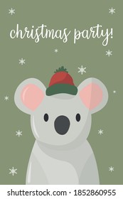 Christmas Card Design With Animal Vector Illustration.