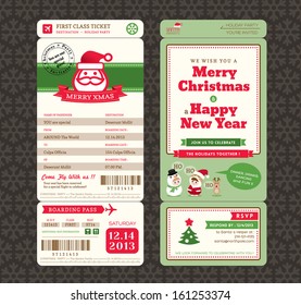 Christmas Card Design Boarding Pass Ticket Template