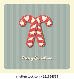 Christmas Card design with candy cane. One in a set of four.