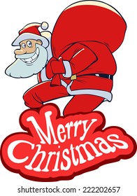 Christmas card design with cartoon Santa Claus