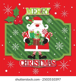 Diseño de la tarjeta de la Navidad con Santa lindo y regalos