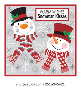 Christmas card design with cute snowman