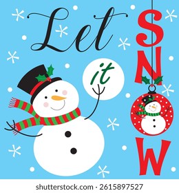 Christmas card design with cute snowman

