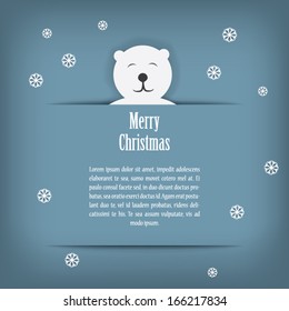 Christmas card design with cute white polar bear sutiable for kids. Eps10 scalable vector illustration