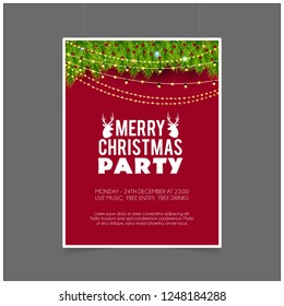 Christmas card design with elegant design and red background vector