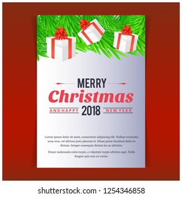Christmas card design with elegant design and red background vec