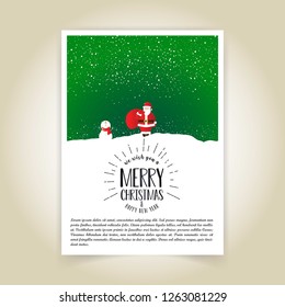 Christmas card design with green background vector