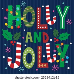 Christmas card design with Holly and Jolly