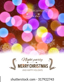 Christmas card design. Magic lights.