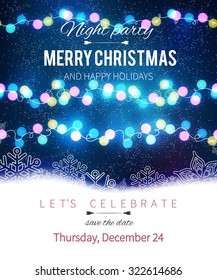 Christmas card design. Magic lights.