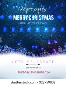 Christmas card design. Magic lights.