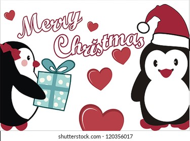Christmas Card Design With Penguin