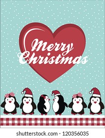 Christmas Card Design With Penguin