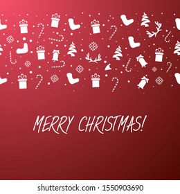 Christmas Card Design With Seamless Toys Patterm