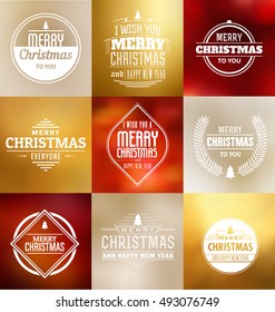 Christmas Card Design Set - Collection of Elegant Stylish Greetings with Typographic Elements