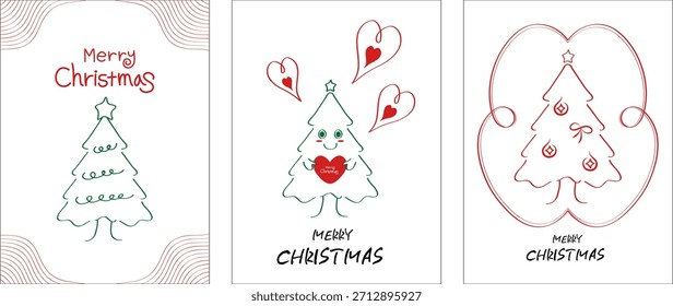 Diseño de la tarjeta de la Navidad con dibujos simples del árbol