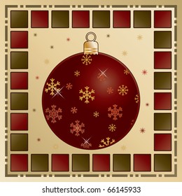 christmas card design with snowflake bauble decoration