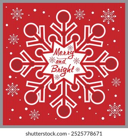 Christmas card design with snowflakes and lettering