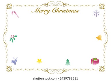 Christmas card with a design studded with Christmas items