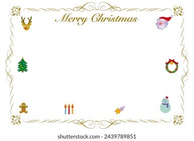 Christmas card with a design studded with Christmas items