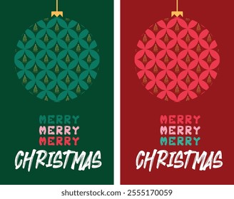 Christmas Card Design Template with Bauble Decoration. Elegant Christmas Greeting Card Concept. Luxury Design Template for Christmas Cards.