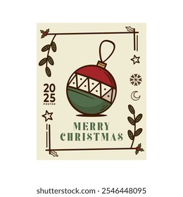 Christmas Card Design Template with Decorative. Elegant Christmas Greeting Card Concept with Ornate Frame.