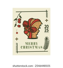 Christmas Card Design Template with Decorative. Elegant Christmas Greeting Card Concept with Ornate Frame.