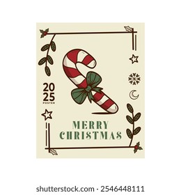 Christmas Card Design Template with Decorative. Elegant Christmas Greeting Card Concept with Ornate Frame.