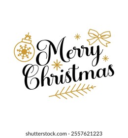 Christmas card design template with the text merry christmas