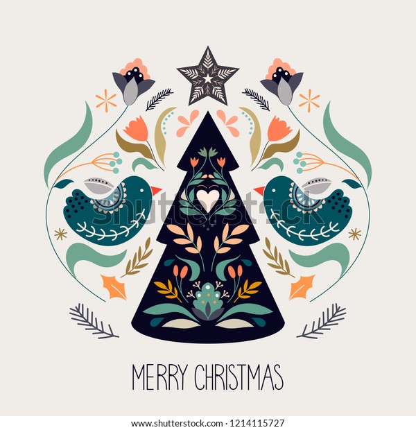 Christmas Card Design Traditional Elements Stock Vector (Royalty Free ...