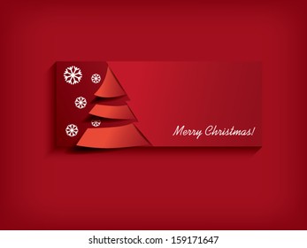 Christmas card design with Christmas tree and snowflakes