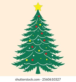 Christmas card design with Christmas tree design and snowflakes silhouette. All in group and separate layers Vector.