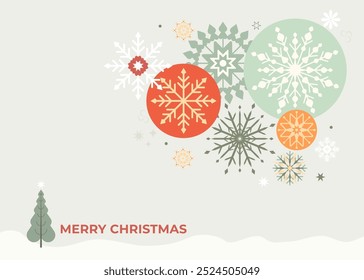 Christmas card designed with many different snowflake patterns. All in group and separate layers. Vector.