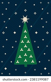 Diseño de tarjetas de Navidad con árbol de Navidad. Plantilla mágica de tarjetas de Navidad. Postal.