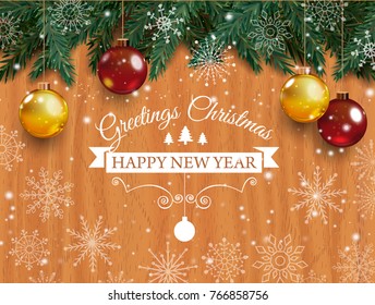 Christmas card with detailed pine branches.