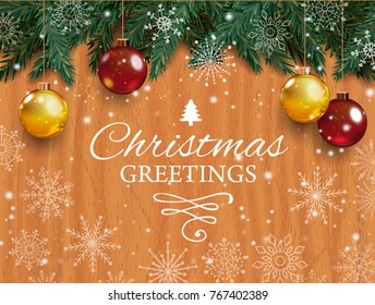 Christmas card with detailed pine branches.