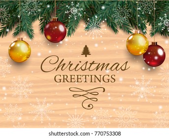 Christmas card with detailed pine branches.