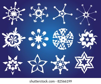 Christmas card with different snowflakes