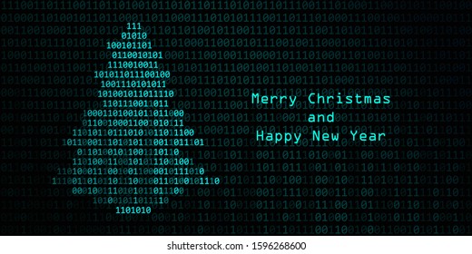 Christmas Card With Digital Christmas Tree