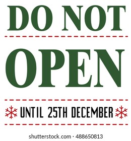 Weihnachtskarte mit Don't open bis Dezember typografisch