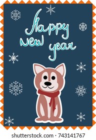 Christmas card with dog, vector illustration
