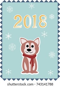 Christmas card with dog, vector illustration
