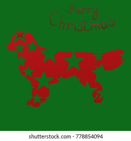 Christmas card, Christmas dog,vector illustration
