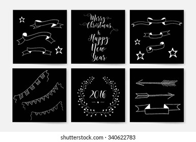 Christmas card. Doodle decor for decorating greeting card, design template, invitations, holiday, textile. Style for Invitation Design. Vector Illustration of Decorative Vintage Elements.