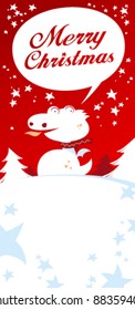 Christmas card with Dragon, talking Merry Christmas.