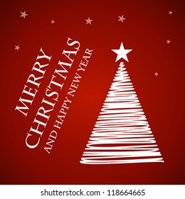 christmas card with drawing tree