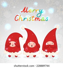 Christmas card with Elves, vector.