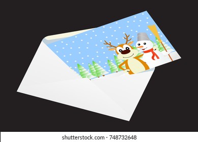 Christmas card in an envelope.