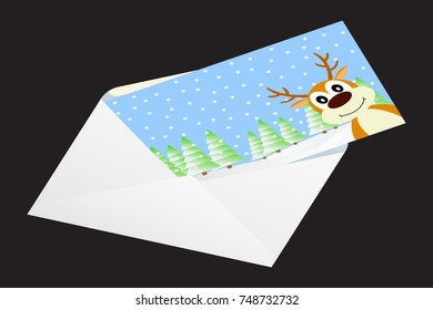 Christmas card in an envelope.